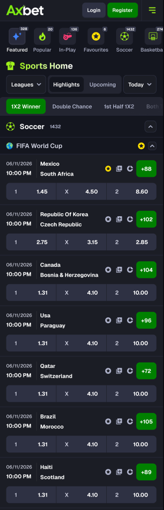 AXBET mobile — sports home